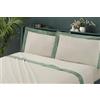 Riad Arredo Set Completo Lenzuola Matrimoniale 100% Cotone Minimal Con Balza in Raso - Completo Letto Tinta Unita Morbido Puro Cotone Elegante (Salvia)