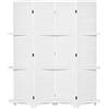 HOMCOM - Paravento per interni, 4 pannelli, 3 ripiani, pieghevole, separatore di stanze, ante persiane, in legno di paulownia, colore: bianco