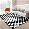 SCAUA Tappeto A Scacchi, Tappeti da Esterno in Bianco E Nero Tappeti Marocchini A Scacchi Tappeti Lavabili Multicolore per Corridoi, Porte, Camere da Letto, Corridoi (Black,50x80cm)