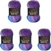 Wollbiene 5 gomitoli di lana Batik Fine da 100 g, 500 g, con gradiente, multicolore (5900 lilla, blu)