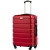 COOLIFE Valigie Valigia Trolley rigido ultraleggero e capiente,Chiusura a combinazione laterale con TSA, 4 ruote per facilitare il trasporto (Rosso, 67cm)