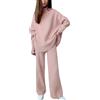 Surttan Complete in Maglia Donna Elegante Completo Due Pezzi Lana Curvy Tuta Maglione Manica Lunghi Pantaloni a Gamba Larga in Vita Tute Da Ginnastica Autunnale Invernale Set Di Lavorati Polsino Elastico