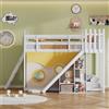 Home Enjoy DE Letto a castello con scala, scivolo e scaffale, senza materasso, 90×200 cm, Bianco