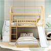 Home Enjoy DE Letto a castello con scala e scivolo, letto per bambini e spazio di stoccaggio, senza materasso, 90x200 cm, naturale