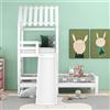 Home Enjoy DE Letto a Casetta con Scivolo, Letto a Castello con Protezione Anticaduta e Sponde, Senza Materasso, in Legno, 200x90cm & 100x90cm, Bianco | Aosom Italy