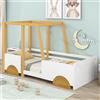 Home Enjoy DE Letto Montessori con Sponde in Legno e MDF, Letto a Forma di Jeep con Ruote, Letto per Cameretta, Senza Materasso, 90x200 cm, Bianco | Aosom Italy