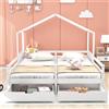 Home Enjoy DE Letto per Cameretta con 2 Cassetti su Ruote, Letto a Casetta, Rete a Doghe, Senza Materasso, in Legno, 200×90 cm, Bianco | Aosom Italy