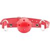 BONDAGERIE® Gàgbàll forata di colore rosso, cinturino in ecopelle