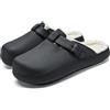 MGGMOKAY Uomo Zoccoli Invernali Donna Imbottite Pantofole Impermeabile Giardino Ciabatte Imbottite e Calde Pantofole da Antiscivolo Casa Zoccoli,Nero,38/39