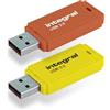 Integral Neon - Chiavetta USB 3.0 da 64 GB, confezione da 2, colore: Giallo/Arancione