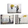 PIY PAINTING Quadri su Tela - Graffiti di Strada Quadri Moderni Dipinto su Sfondo Grigio, Stampata su Tela Incorniciato - Decorazioni Murale Tela Wall Art per Cucina Soggiorno - 3 Pezzi 58x40cm