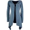 GURU SHOP Guru-Shop, Cardigan Lungo, Cappotto a Maglia con Cappuccio Largo, Blu Tortora, Cotone, Dimensione Indumenti:M/L (38), Cardigan e Poncho