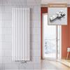 ELEGANT - Radiatore verticale di design, colore: bianco, 1800 x 590 mm, con termostato multiblocco, a doppio strato, collegamento centrale, scaldasalviette