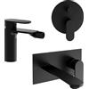Parama Set miscelatori: lavabo ad incasso bidet senza scarico e incasso doccia c/deviatore nero opaco | Kerry