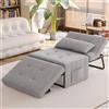 Shally Dogan Divano Letto 4 in 1 Poltrona Chaise Longue Ottomana Grigio Chiaro Tasca Laterale