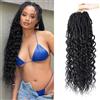 FANWYFYU 18 Pollice Profondo Faux Locs Crochet Capelli 6 Pacchi Morbidi Locs Crochet Capelli Pre Looped Curly Wavy Goddess Locss Crochets Trecce per le Donne (1B)