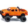 Siku 2358, Dodge RAM 1500 con Pneumatici a Palloncino, Auto Giocattolo, 1:50, Metallo/Plastica, Nero/Arancione, Ruote Intercambiabili, Portiere, Cofano e Sponda Posteriore Apribili