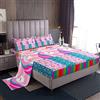 Loussiesd Set di lenzuola con unicorno carino cartone animato animale, per bambini, ragazzi e ragazze, set di biancheria da letto colorato rosa scintillante, collezione di 4 pezzi, per letto matrimoniale