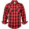 TARAINYA Camicia Flanella Uomo Cotone Western Cowboy Quadri Manica Lunga con Bottoni Automatici Regular Fit Rosso Nero Bufalo XL