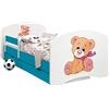 HappyBabies Happy Babies - CAMA para Niños DE Doble Cara con CAJÓN Diseño Moderno con Bordes Seguros y Eolchón de Espuma Anticaída 7 cm Azul (01. OSO de Peluche con Lazo, 190x90)