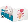 HappyBabies Happy Babies - CAMA para Niños DE Doble Cara con CAJÓN Diseño Moderno con Bordes Seguros y Eolchón de Espuma Anticaída 7 cm Azul (08. OSO con globos, 180x90)