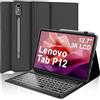 IVEOPPE Tastiera per Lenovo Tab P12 12.7 2023, Cover per Lenovo Tab P12 con Tastiera, Custodia Cover Tastiera Italiano Rimovibile Retroilluminata Bluetooth per Lenovo Tab P12 12.7 Pollici 2023 TB370FU, Nero