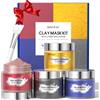 SHVYOG 4 Pcs Clay Mask Set, Maschera di Argilla Alla Curcuma e Vitamina C, Maschera di Fango del Mar Morto, Maschera di Argilla ai Mirtilli e Fagioli Rossi, Pulizia Profonda, Affinando Pori, 320g