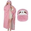 MSISILY Coperta con cappuccio oversize per donna, coperta indossabile per adulti in morbido pile Sherpa, regali a tema bradipo per compleanno e Natale