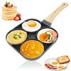 RANJIMA 4 Fori Padella Pancake Antiaderente, Pancake Padella, Padella per Frittata Piano Induzione, Pentola Per Pancake in Alluminio per Crepes Hamburger Uova Fritte, per Fornello a Gas e Induzione