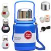 Pauzema Borraccia Isolante con Tazza 600ml, Acciaio Inox SUS316, 16h Calda/26h Fredda, Senza BPA e A Prova di Perdite per Scuola, Lavoro, Escursioni, Sport | Con Tracolla e Manico - Blu