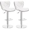 Yaheetech Set 4 Sgabelli Bar Alti Cucina Moderni Design Altezza Regolabile in Similpelle con Schienale a Conchiglia Poggiapiedi Girevole 360° da Penisola Bianco
