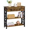 Yaheetech Tavolo Consolle Vintage in MDF e Ferro con Ripiani e Cassetti 80 × 30 × 80 cm Mobile da Ingresso Tavolino per Divano/Sala da Pranzo Stile Industriale Marrone Rustico