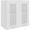 vidaXL Mobile Pensile con Vetro Bianco 60x31x60 cm Legno Multistrato