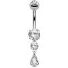 OUFER Body Piercing Internally Belly Bars Titanium Navel Piercing Bars Jewellery 14G Belly Button Bars Teardrop Dangle Navel Belly Button Ring