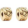 Amuefer Clip Charms Cuore Annodato Oro per Bracciali, Spacer Argento 925 con Zirconia Cubica Regali di Compleanno Natale per Donne Ragazze-2 Pezzi