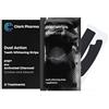 Clark Pharma Strisce sbiancanti denti a doppia azione 21 trattamenti | Formula non perossido (Pap+) Plus carbone attivo | 21 strisce per denti superiori + 21 strisce per denti inferiori | denti sensibili non