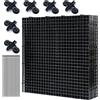 LINLAN 8 Pezzi 30 x 30 cm Divisore per Acquario, Vassoio Inferiore del Filtro, Pannello a Griglia per Filtrazione Fai-da-Te e Protezione del Fondo nell'Aquascaping (Nero con Ventosa Fissa)