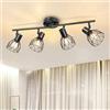 Dehobo Faretti LED Soffitto Orientabili 4 Luci E14 Metallo Nero | Lampadario e Faretto da Parete Moderno, Faretti da Soffitto per soggiorno corridoio camera, Senza Lampadina Max 40W