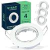 V-TAC 4x Portafaretto LED da Incasso Orientabile in Allumimnio per Faretto GU10-4 Pezzi - Sezione Incasso 74 mm - Cornice Rotonda da Lampadina per Cartongesso, Legno, Mensole, Casa - Ø82 x 25mm