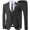 Solove-Suit 3 pezzi formale tweed uomo vestito slim fit plaid smoking per sposatori matrimonio (Blazer+gilet + pantaloni) - beige - 54