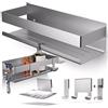 HENAL® Set di ripiani per doccia 5 in 1, in acciaio inox spazzolato, senza foratura, con supporto per rasoio, porta doccia, portasapone e ganci, organizer per bagno