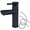 Minnhua Rubinetto Lavabo Bagno Nero Acciaio Inox Rubinetto Bidet per Cucina con Tubo di Collegamento Rubinetto Lavandino Bagno Fredda e Calda Regolabile