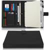 Wonderpool Portadocumenti A4 PU Pelle con 4 Anelli Portadocumenti Multi Documento con Raccoglitore Rimovibile per Appunti e Tasca Funzionale per Organizzatore Ufficio Viaggi Scuola (Nero)