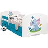 HappyBabies Happy Babies - CAMA para Niños DE Doble Cara con CAJÓN Diseño Moderno con Bordes Seguros y Eolchón de Espuma Anticaída 7 cm Azul (03. Elefante, 140x70)