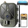YTLJJ 4G 4K 30MP App Fotocamera da Caccia con Batteria al Litio da 10000 mAh, Video in Diretta Fototrappola Infrarossi Invisibili 0,2s Movimento Attivato Visione Notturna,Impermeabile IP65