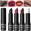 YIBABY 4 rossetti diamantati, nutriente e a lunga durata, metallizzati, nero opaco, vampiro rosso per feste, cosplay, trucco Halloween