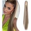 Dcbaboo Coda di Cavallo Extension Capelli Lisci Coda Capelli Extension con Pinza 55cm Posticci per Capelli Dritti Coda Finta per Capelli Sintetici Lunghi Ponytail Naturale, Biondo cenere & Candido
