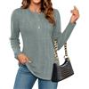 WNEEDU Maglione Donna Sottile Invernale Elegante Manica Lunga Girocollo Pulsanti Top Autunno Casual Knitted Pullover Verde Pisello 2XL
