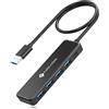 NOVOO USB C Hub 4 Ports USB 3.0, Data Transfer 5Gbit/s, Simple and Practical Port USB Adapter, 60cm Extended Cable, USB Splitter for MacBook, Laptop, Mobile Hard Drive