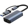 Oblinple Adattatore USB 3.0 Ethernet, 1000Mbps Adapter USB C Lan, RJ45 Gigabit Connettore di Rete Type C, Alluminio Adattatore Cavo Internet per Windows XP Mac OS Linux Vista MacBook Laptop PC